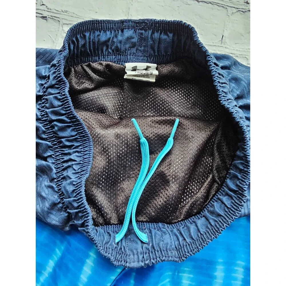 Under Armour Youth Boys Swim Trunks Shorts YMD Blue Black Logo Mesh Liner Pre-Ow - Picture 3 of 5